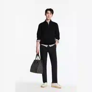 九牧王男裤专家 立体剪裁不易变形轻松打理宽松直筒纯色休闲裤 男款 藏青