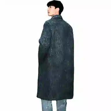 港风美式复古高街痞帅高级感长毛马海毛财阀灰外套穿搭韩系灰西服潮流时尚轻奢设计感宽松舒适休闲翻领大衣 男女同款