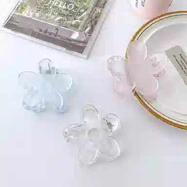 沂茹 小清新仙气少女心浅简约精致半透明花朵小发抓小香风甜美森系可爱减龄日常 亚克力 发夹 女款