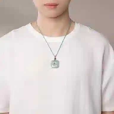 印象眸 平安扣 新中式古风方形四方扣 天山翠 项链 男女同款情侣款 礼盒包装