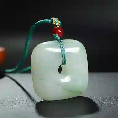 印象眸 平安扣 新中式古风方形四方扣 天山翠 项链 男女同款情侣款 礼盒包装