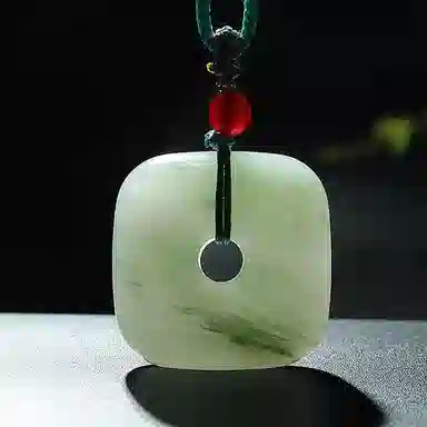 印象眸 平安扣 新中式古风方形四方扣 天山翠 项链 男女同款情侣款 礼盒包装