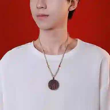 木盛缘 山鬼花钱双面雕刻高油高密 小叶紫檀 名贵木作吊坠 男女同款情侣款