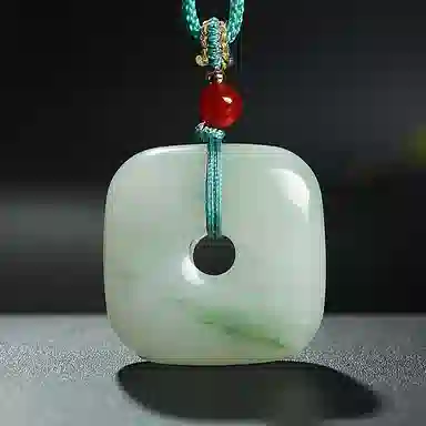 印象眸 平安扣 新中式古风方形四方扣 天山翠 项链 男女同款情侣款 礼盒包装