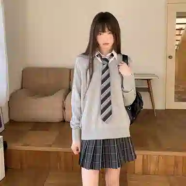 东鲸岁时记 复古加厚套头基础学院风针织衫 男女同款 灰色