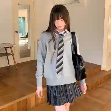 东鲸岁时记 复古加厚套头基础学院风针织衫 男女同款 灰色