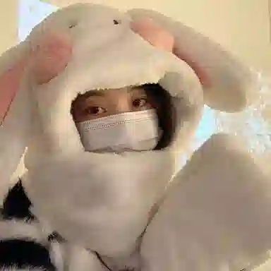 优幽兰 韩版百搭少女心兔子耳朵 一体三件套 时尚可爱加厚保暖 骑车护耳防寒 聚酯纤维 斗篷帽 女款