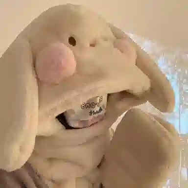 优幽兰 韩版百搭少女心兔子耳朵 一体三件套 时尚可爱加厚保暖 骑车护耳防寒 聚酯纤维 斗篷帽 女款