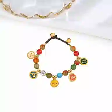 迎百宝 多宝多福五路财神 好运蛇年本命新中式国潮招财纳福多巴胺转运珠灵动百搭高级感蛇年本命手饰 合金 手链 男女同款情侣款