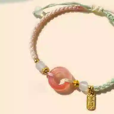 慕瑶 新中式国潮招财纳福平安扣 逢考必过福牌手工编织转运珠手饰 学院风清新纪念礼首饰 玛瑙 玉石手链 男女同款情侣款 礼盒装