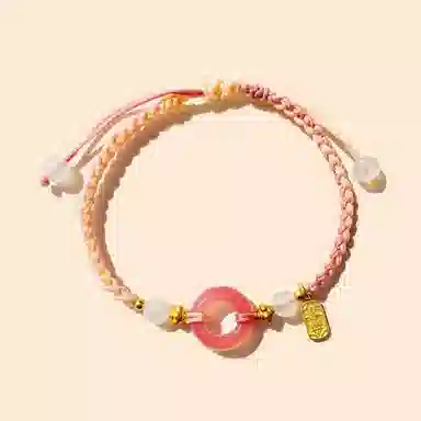 慕瑶 新中式国潮招财纳福平安扣 逢考必过福牌手工编织转运珠手饰 学院风清新纪念礼首饰 玛瑙 玉石手链 男女同款情侣款 礼盒装