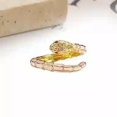 迎百宝 灵蛇献瑞 好运缠身 好运新中式国潮本命年生肖蛇节节高学业事业上岸精致百搭时尚开口 合金 戒指 男女同款情侣款