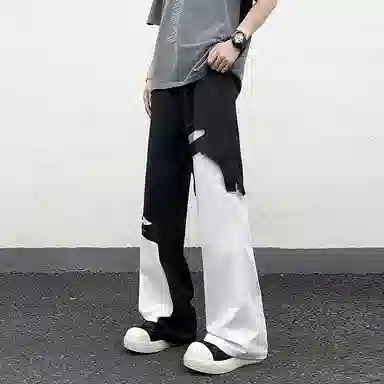 GWAF Streetwear Black White Patchwork Pants