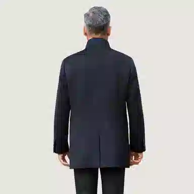 恒源祥 纯色立领单排扣中长款大衣 男款