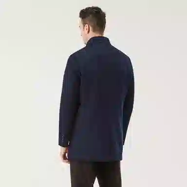 恒源祥 纯色立领单排扣中长款大衣 男款