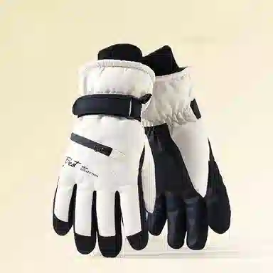 优幽兰 时尚百搭小众设计感拼色多功能滑雪冬季保暖可触屏防寒玩雪防泼水加绒加厚骑行电动车五指分指 聚酯纤维 手套 男女同款情侣款