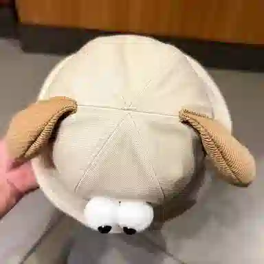 尚先生 可爱小狗耳朵出游防晒遮阳帽子百搭显脸 聚酯纤维 渔夫帽 女款