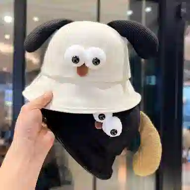 尚先生 可爱小狗耳朵出游防晒遮阳帽子百搭显脸 聚酯纤维 渔夫帽 女款