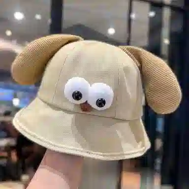 尚先生 可爱小狗耳朵出游防晒遮阳帽子百搭显脸 聚酯纤维 渔夫帽 女款