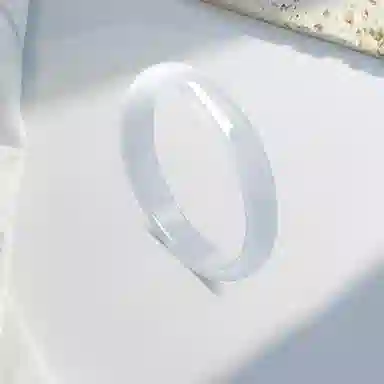 百利金 白月光 优雅气质温润清透国潮新中式清冷感小众设计汉服旗袍搭配闭口素圈手饰 玻璃猫眼 手镯 女款