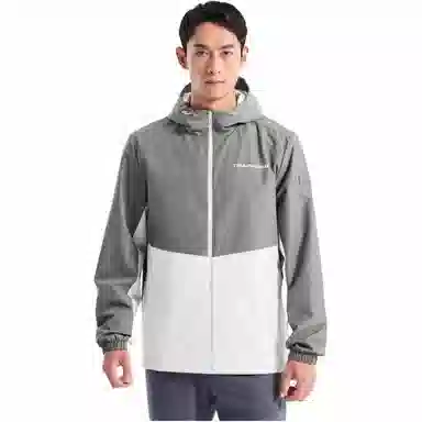 特步 综训系列 字母连帽拉链长袖风衣 男款 内敛灰/尘灰色