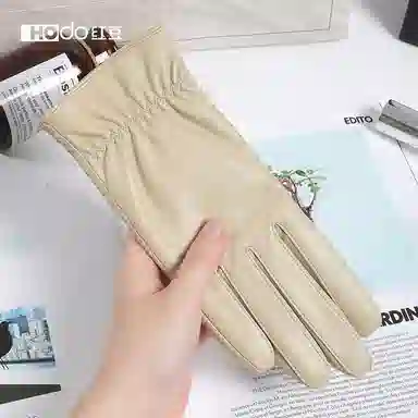 红豆 保暖加绒防水防风防寒 绵羊皮 手套 女款