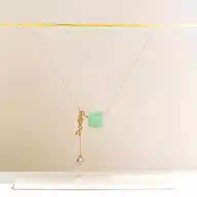 幸囍礼 翡翠飘绿路路通转运珠 新中式雕刻珠国潮颈链 轻奢高级感古典大气复古珍珠吊坠 豆种 项链 男女同款情侣款