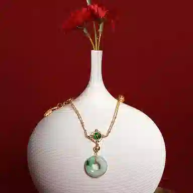 幸囍礼 吉祥如意平安扣  新中式国风祥瑞招财小众设计  轻奢高级氛围感精致温婉优雅 豆种 翡翠项链 男女同款情侣款