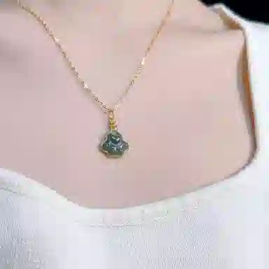 幸囍礼 翡翠招财萌动猫爪锁骨链 国风甜美气质轻奢优雅精致吊坠 小众设计开运聚财 豆种 项链 男女同款情侣款