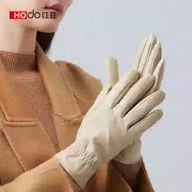 红豆 保暖加绒防水防风防寒 绵羊皮 手套 女款