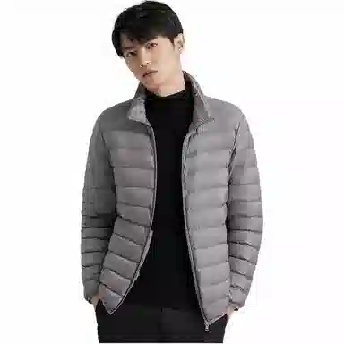 鸭鸭 纯色立领拉链休闲薄款羽绒服 男款