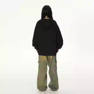 金贝勒 保暖涂鸦字母印花连帽宽松落肩套头长袖卫衣 男女同款