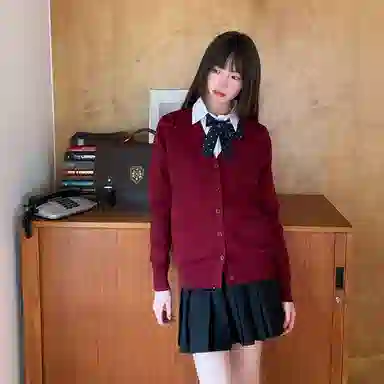 东鲸岁时记 马卡龙色小个子奶呼呼软糯松弛感开衫制服上衣针织衫 男女同款 灰野川 红色