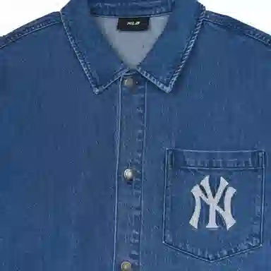 MLB Denim Coopers Mega Logo New York Yankees Denim Shirts Logo