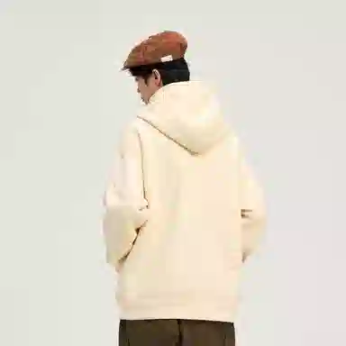 玉儿恋 加厚基础款纯色复古宽松连帽开衫外套卫衣 男女同款
