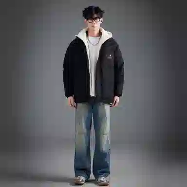 LA'T.WEEKEND Extreme Cold Outdoor Down Jacket Black Gold Logo