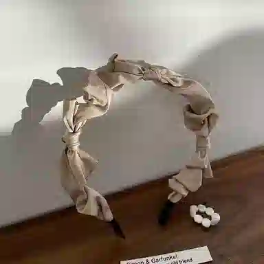 简应舒 法式少女甜美蝴蝶结 百搭不规则发饰 缎面 发箍 女款