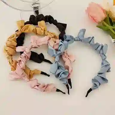 简应舒 法式少女甜美蝴蝶结 百搭不规则发饰 缎面 发箍 女款