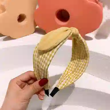 简应舒 复古简约时尚精致百搭 格子蝴蝶结小清新发饰 布 发箍 女款