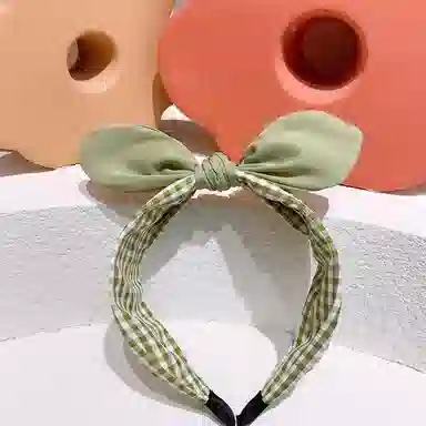 简应舒 复古简约时尚精致百搭 格子蝴蝶结小清新发饰 布 发箍 女款