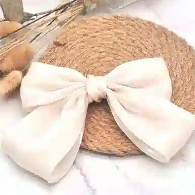 简应舒 纱蝴蝶结大纯色夹子后脑勺顶夹百搭发卡 欧根纱 发夹 女款