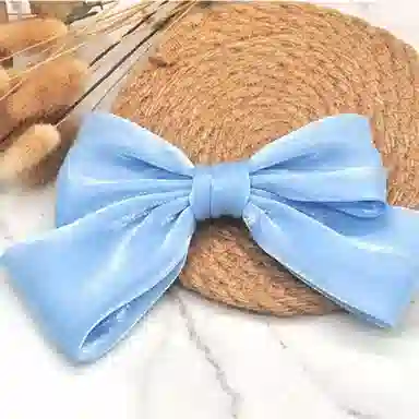 简应舒 纱蝴蝶结大纯色夹子后脑勺顶夹百搭发卡 欧根纱 发夹 女款