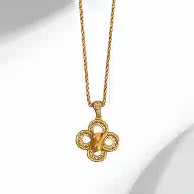 迎百宝 金蛇献瑞 好运缠身 好运 新中式国潮本命年幸运四叶草巳巳如意锁骨链 蛇年精致时尚重工百搭显白设计感 合金 项链 男女同款情侣款