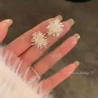 芒果饰品 银色烟花 铜 耳环 女款