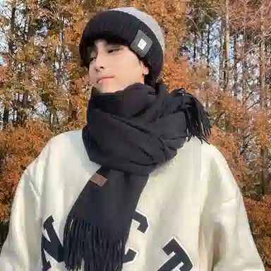 优幽兰 百搭日系风学生时尚纯色保暖软糯护颈防寒秋冬季韩版氛围感休闲简约高级感穿搭 仿羊绒 绒线围巾 女款