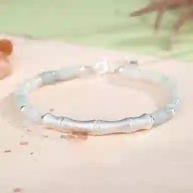 幸囍礼 竹报平安竹节手饰 足银玉竹节节高升新中式国风国潮清冷感珠串 小众轻奢设计感日常通勤百搭款首饰 豆种 翡翠手串 女款