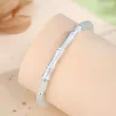 幸囍礼 竹报平安竹节手饰 足银玉竹节节高升新中式国风国潮清冷感珠串 小众轻奢设计感日常通勤百搭款首饰 豆种 翡翠手串 女款