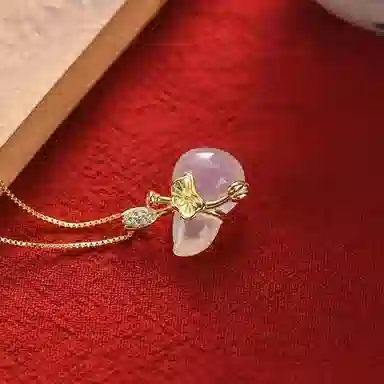 幸囍礼 国风清透莲蓬荷花葫芦锁骨链 福禄呈祥复古民族风轻奢高级感吊坠 新中式设计 玉髓 项链 女款