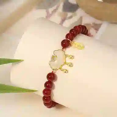 幸囍礼 繁花平安锁 新中式国风国潮上上签手饰平安锁 玛瑙 玉石手串 女款