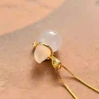 幸囍礼 国风清透莲蓬荷花葫芦锁骨链 福禄呈祥复古民族风轻奢高级感吊坠 新中式设计 玉髓 项链 女款